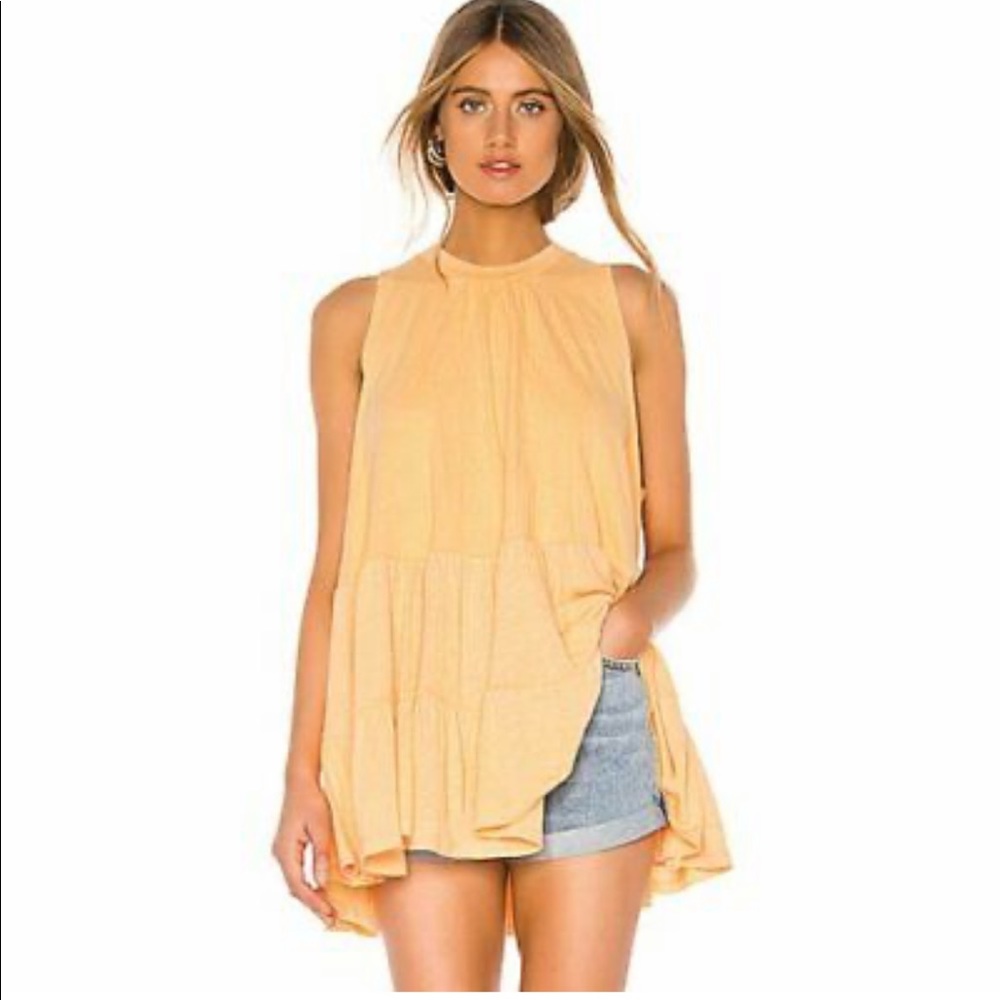 Free People Orange Tie-Back Sleeveless Tunic